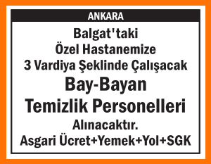 ÖZEL HASTANEMİZE TEMİZLİK PERSONELLERİ