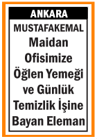 ÖĞLE YEMEĞİ GÜNLÜK TEMİZLİK BAYAN