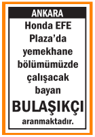 BAYAN BULAŞIKÇI HONDA EFE PLAZA