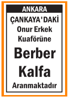 ONUR ERKEK KUAFÖRÜNE BERBER KALFA