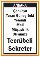 OFİSİMİZE TECRÜBELİ SEKRETER ÇANKAYA OFİSİMİZE TECRÜBELİ SEKRETER ÇANKAYA
