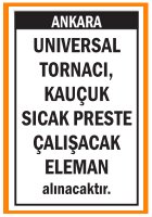 UNIVERSAL TORNA KAUÇUK SICAK PRES ELEMAN