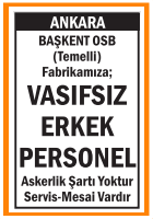 VASIFSIZ ERKEK PERSONEL BAŞKENT OSB TEMELLİ