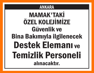 DESTEK ELEMANI VE TEMİZLİK PERSONELİ MAMAK