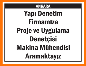 PROJE VE UYGULAMA DENETÇİSİ MAKİNA MÜHENDİSİ
