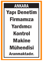 YAPI DENETİM FİRMASINA MAKİNE MÜHENDİSİ ARANIYOR