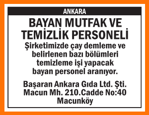 MACUNKÖY BAYAN MUTFAK VE TEMİZLİK ELEMANI