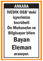 BAYAN ÖN MUHASEBE ELEMANI İVEDİK BAYAN ÖN MUHASEBE ELEMANI İVEDİK