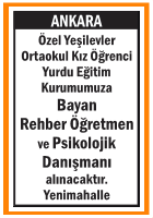 BAYAN REHBER ÖĞRETMEN VE PSİKOLOJİK DANIŞMAN YENİMAHALLE