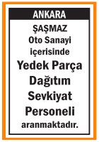 DAĞITIM VE SEVKİYAT PERSONELİ ARANIYOR ŞAŞMAZ