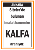 MOBİLYA İMALATHANEMİZE KALFA ARANIYOR SİTELER