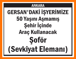 ŞOFÖR (SEVKİYAT ELEMANI) GERSAN