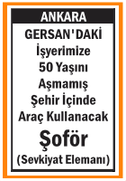 ŞOFÖR (SEVKİYAT ELEMANI) GERSAN ŞOFÖR (SEVKİYAT ELEMANI) GERSAN