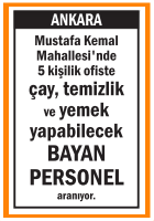 ÇAY TEMİZLİK YEMEK BAYAN PERSONEL