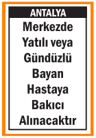 BAYAN HASTAYA BAKICI ANTALYA