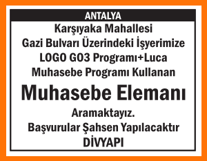 MUHASEBE ELEMANI ANTALYA DİVYAPI