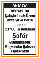 TIR KULLANAN ŞOFÖR DİVYAPI ANTALYA