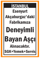 DENEYİMLİ BAYAN AŞÇI ESENYURT AKÇABURGAZ