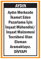 PAZARLAMA İÇİN ELEMAN AYDIN DİVYAPI