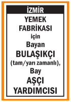 BULAŞIKÇI VE AŞÇI YARDIMCISI İZMİR