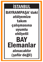 ATÖLYEMİZE BAY ELEMANLAR BAYRAMPAŞA