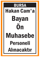 BAYAN ÖN MUHASEBE PERSONELİ BURSA BAYAN ÖN MUHASEBE PERSONELİ BURSA