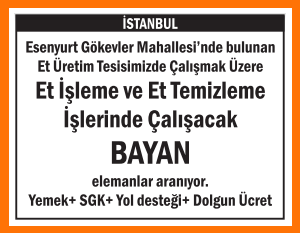 BAYAN ET İŞLEME ET TEMİZLEME ELEMANLARI