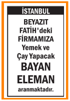 YEMEK VE ÇAY YAPACAK BAYAN ELEMAN