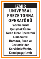 KEMALPAŞA İZMİR UNIVERSAL FREZE  TORNA OPERATÖRÜ