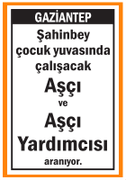 AŞÇI ve AŞÇI YARDIMCISI GAZİANTEP