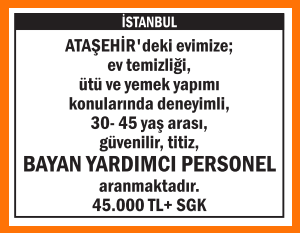 EV TEMİZLİĞİNE BAYAN YARDIMCI ATAŞEHİR