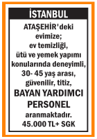 EV TEMİZLİĞİNE BAYAN YARDIMCI ATAŞEHİR