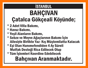 ÇATALCA GÖKÇEALİ KÖYÜNDE VİLLALARA BAHÇIVAN