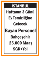 EV TEMİZLİĞİNE GELECEK BAYAN BAHÇEŞEHİR