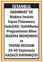 MAKİNA MÜHENDİSİ TEKNİK RESSAM GAZALTI KAYNAKÇISI
