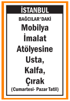 MOBİLYA USTA KALFA ÇIRAK BAĞCILAR