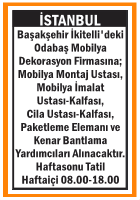 ODABAŞ MOBİLYA DEKORASYON FİRMASINA PERSONELLER ODABAŞ MOBİLYA DEKORASYON FİRMASINA PERSONELLER