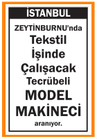 TECRÜBELİ MODEL MAKİNACI ZEYTİNBURNU