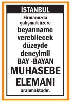 DENEYİMLİ BAY BAYAN MUHASEBE ELEMANI