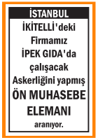 ÖN MUHASEBE ELEMANI ARANIYOR İKİTELLİ