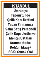 ÇELİK KAPI ÜRETİMİ YAPAN FİRMAMIZA PERSONELLER ÇELİK KAPI ÜRETİMİ YAPAN FİRMAMIZA PERSONELLER
