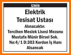 İZMİR ALSANCAK ELEKTRİK TESİSAT USTASI