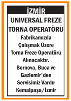 KEMALPAŞA İZMİR TORNA FREZE OPERATÖRÜ