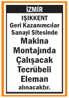 TECRÜBELİ MAKİNA MONTAJ ELEMANI IŞIKKENT