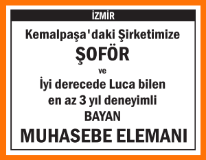 BAYAN MUHASEBE ELEMANI KEMALPAŞA