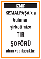 TIR ŞOFÖRÜ KEMALPAŞA İZMİR