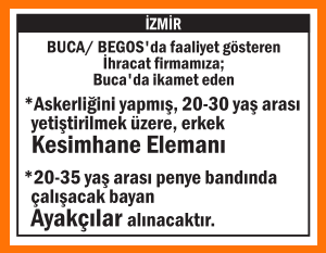 KESİMHANE ELEMANI VE AYAKÇILAR BUCA