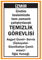 TAM ZAMANLI TEMİZLİK GÖREVLİSİ İZMİR