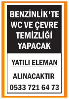 WC VE ÇEVRE TEMİZLİĞİNE YATILI ELEMAN