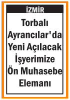 ÖN MUHASEBE ELEMANI İZMİR TORBALI